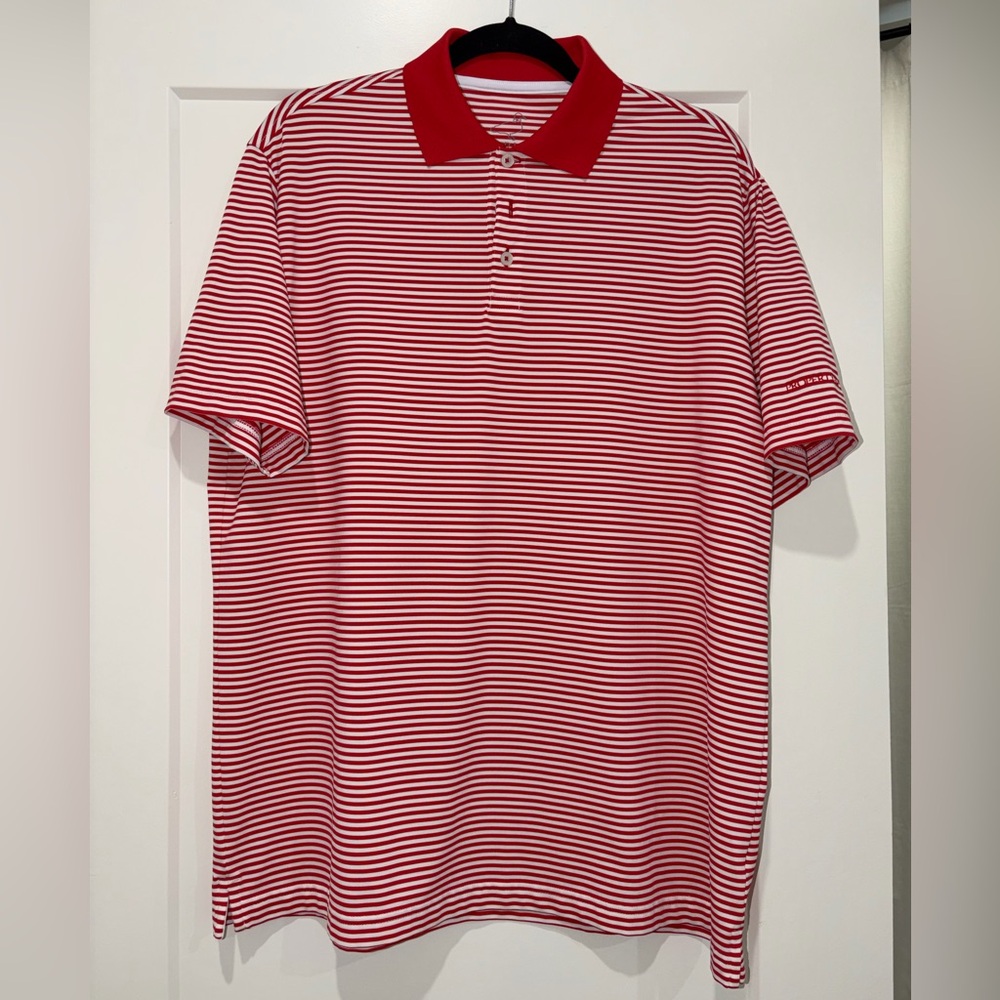 Properly Tied Red Striped Men’s Polo Shirt